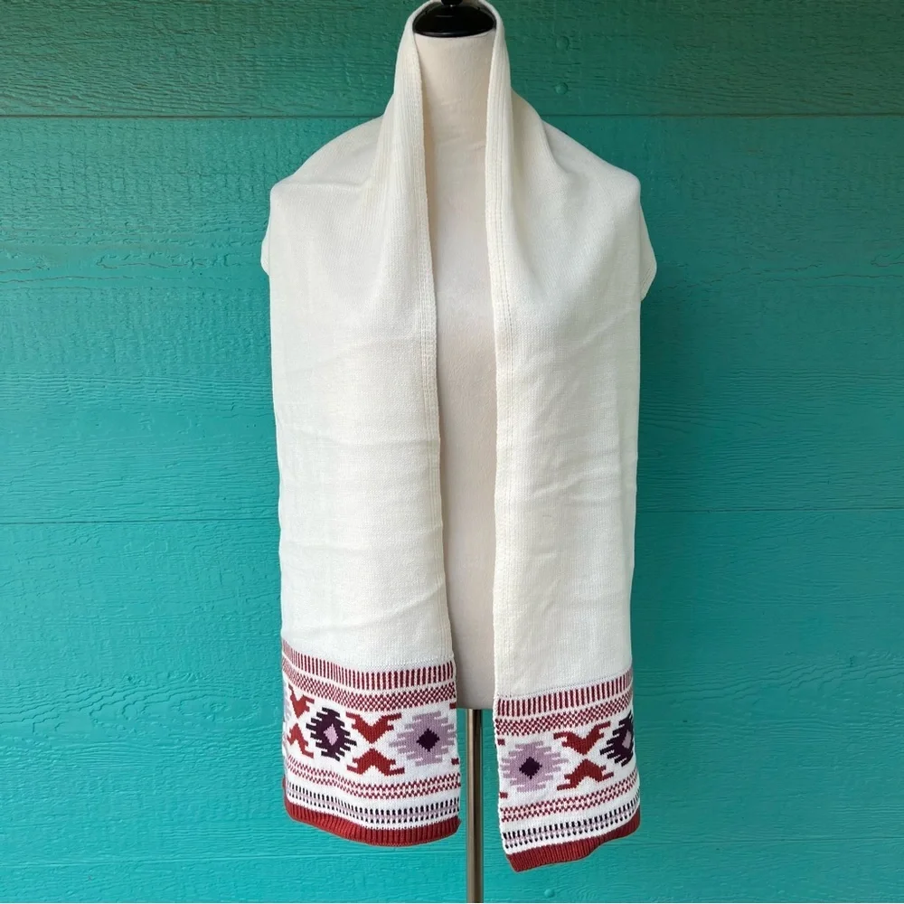 FRYE CLOUD DANCER SCARF SOUTHWESTERN DESIGN CREAM RUST NWOT